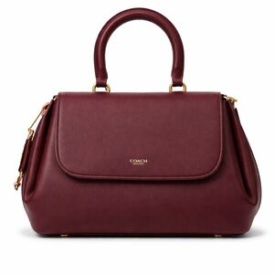 Coach Burgundy Top-Handle Satchel with Crossbody &  Gold Hardware
